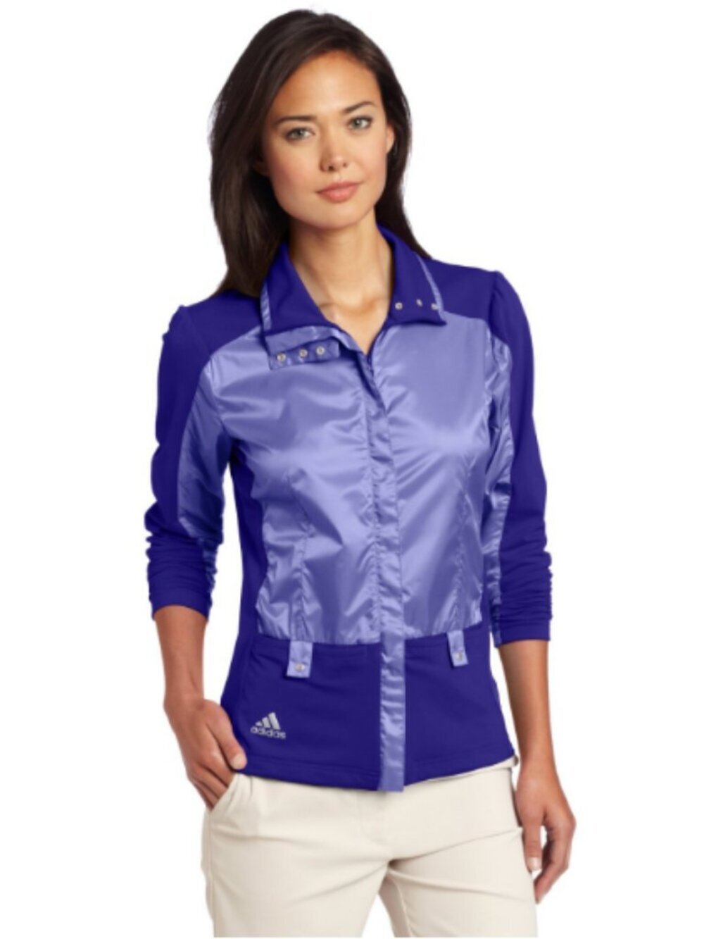 NWT Adidas Women’s Two-Tone Purple Climaproof Windbreaker Golf Jacket Size Large